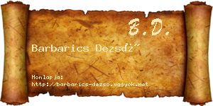 Barbarics Dezső névjegykártya