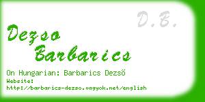 dezso barbarics business card