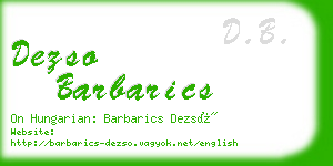 dezso barbarics business card